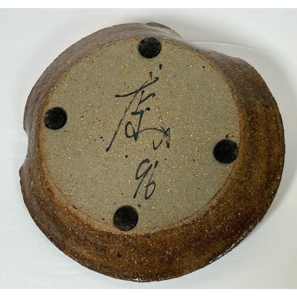 Art Studio Pottery Signed Objet d'art Hand Crafted Stoneware Candlestick Holder